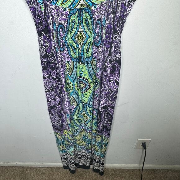 Avenue Maxi Dress 18/20 Paisley Print Sleeveless V-Neck Stretch Boho Summer - Picture 11 of 12